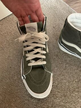 Vans Olive Green Suede Sk8-Hi with Cream Stripe